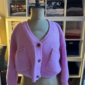 Pink knit cardigan